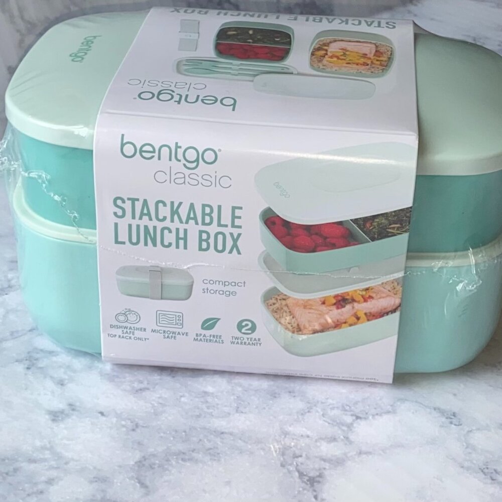 Bentgo Classic All in One Stackable Lunch Box. In Light Green,Teal. Brand New